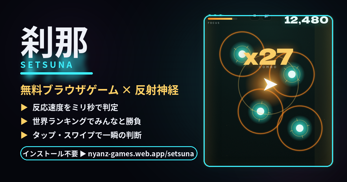 刹那のゲーム画面。ネオンノワール調の暗い画面で光る輪が縮んでいく様子